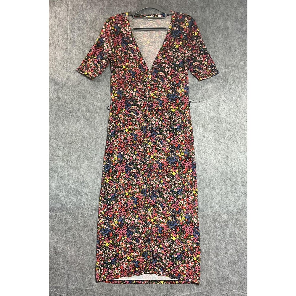 Boden Dress Womens 2P Multicolor Floral Maxi Jersey V Neck Button Front Stretch